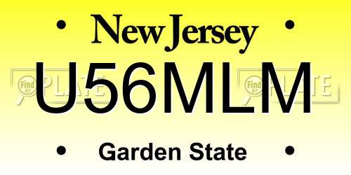U56MLM New Jersey License Plate