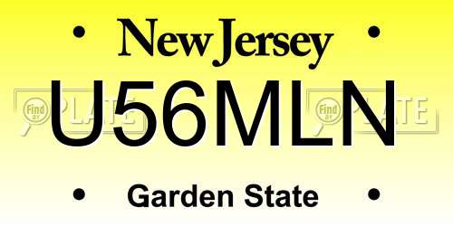 U56MLN New Jersey License Plate
