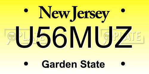 U56MUZ New Jersey License Plate
