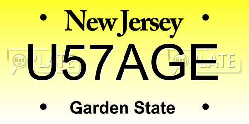 U57AGE New Jersey License Plate