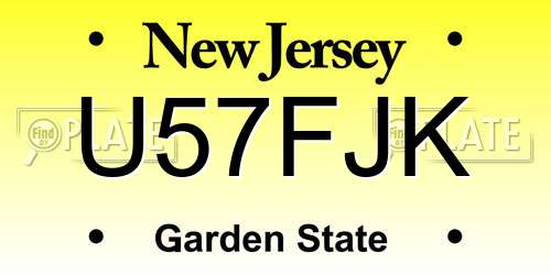 U57FJK New Jersey License Plate