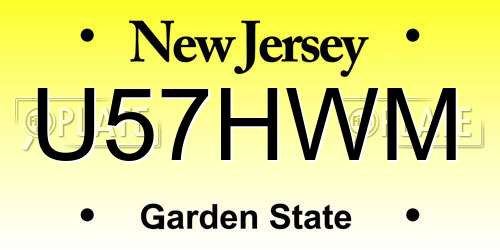 U57HWM New Jersey License Plate