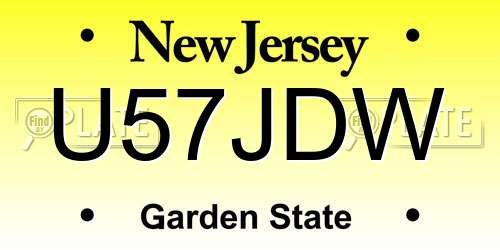 U57JDW New Jersey License Plate