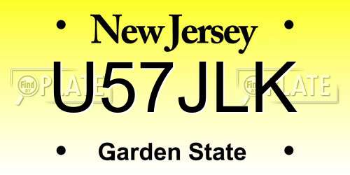 U57JLK New Jersey License Plate