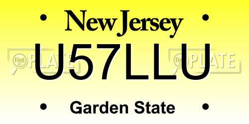 U57LLU New Jersey License Plate