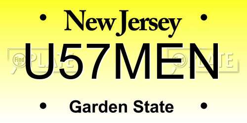 U57MEN New Jersey License Plate