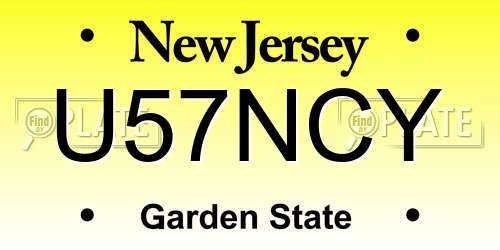 U57NCY New Jersey License Plate