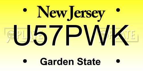 U57PWK New Jersey License Plate