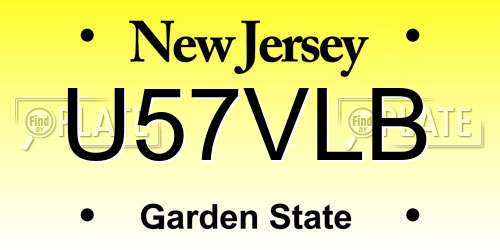 U57VLB New Jersey License Plate