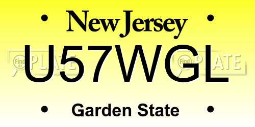 U57WGL New Jersey License Plate