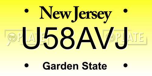 U58AVJ New Jersey License Plate