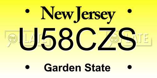 U58CZS New Jersey License Plate