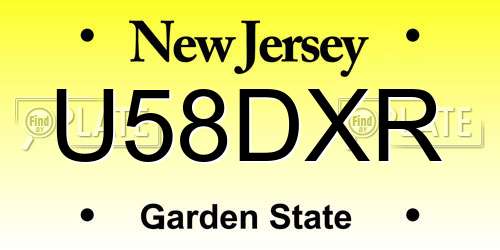 U58DXR New Jersey License Plate