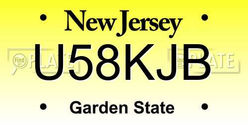 U58KJB New Jersey License Plate