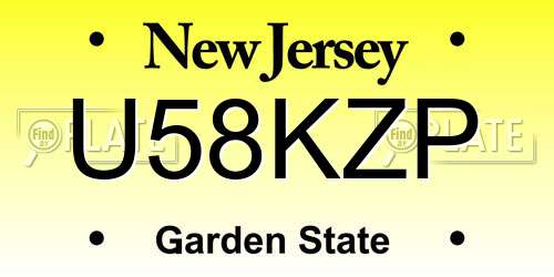 U58KZP New Jersey License Plate