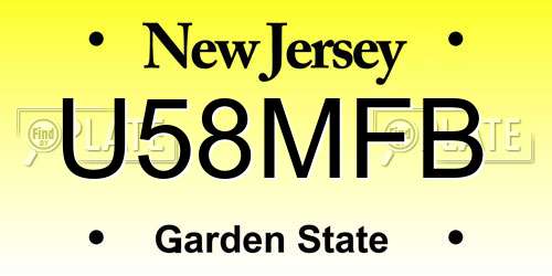 U58MFB New Jersey License Plate
