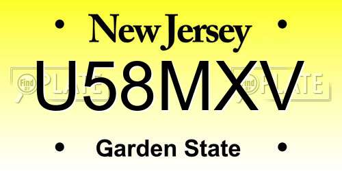 U58MXV New Jersey License Plate