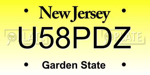 U58PDZ New Jersey License Plate