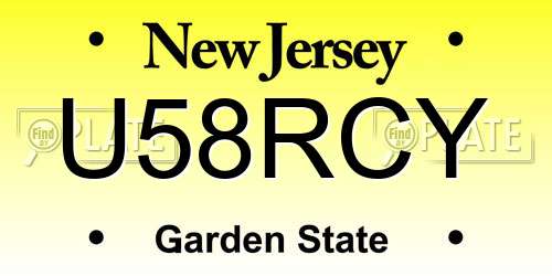 U58RCY New Jersey License Plate