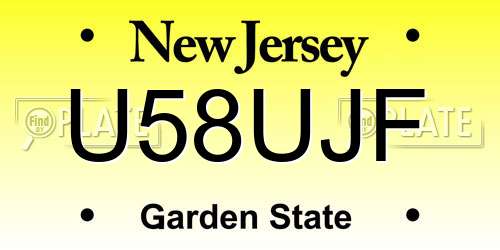 U58UJF New Jersey License Plate