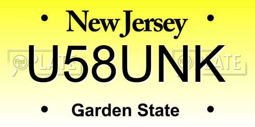 U58UNK New Jersey License Plate