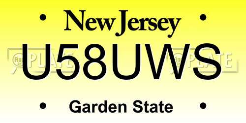 U58UWS New Jersey License Plate