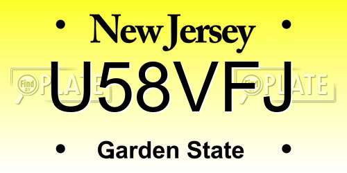U58VFJ New Jersey License Plate