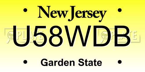 U58WDB New Jersey License Plate