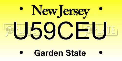 U59CEU New Jersey License Plate
