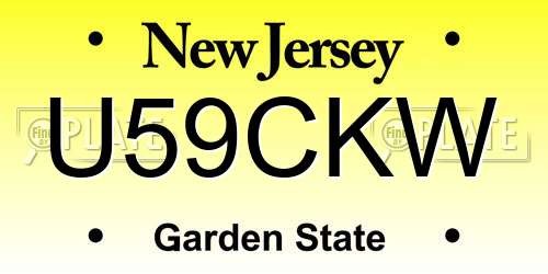 U59CKW New Jersey License Plate