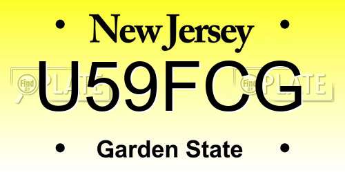 U59FCG New Jersey License Plate