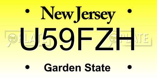 U59FZH New Jersey License Plate
