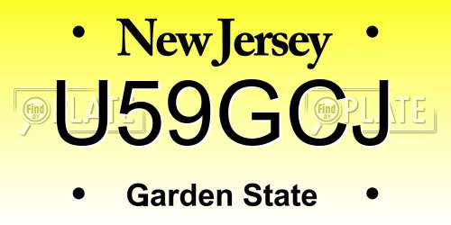U59GCJ New Jersey License Plate
