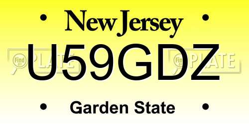 U59GDZ New Jersey License Plate