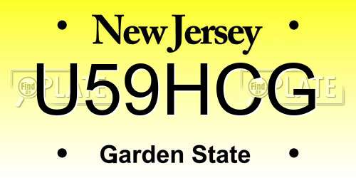 U59HCG New Jersey License Plate
