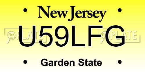 U59LFG New Jersey License Plate