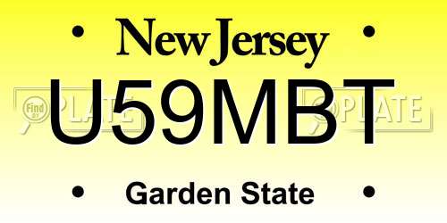 U59MBT New Jersey License Plate