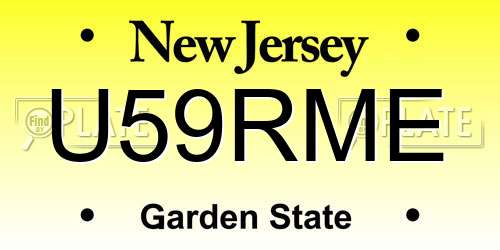 U59RME New Jersey License Plate