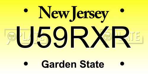 U59RXR New Jersey License Plate
