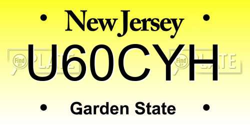 U60CYH New Jersey License Plate