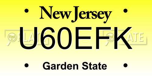 U60EFK New Jersey License Plate