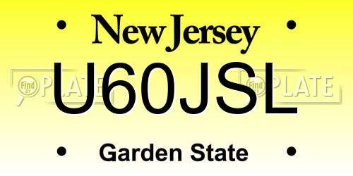 U60JSL New Jersey License Plate