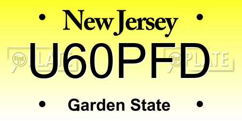 U60PFD New Jersey License Plate
