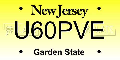 U60PVE New Jersey License Plate