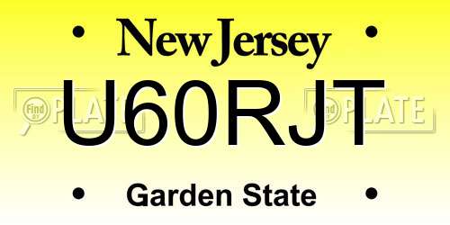 U60RJT New Jersey License Plate