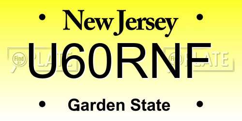 U60RNF New Jersey License Plate