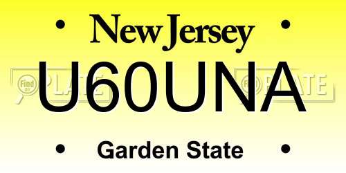 U60UNA New Jersey License Plate