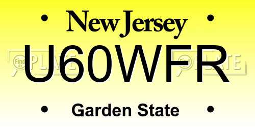U60WFR New Jersey License Plate