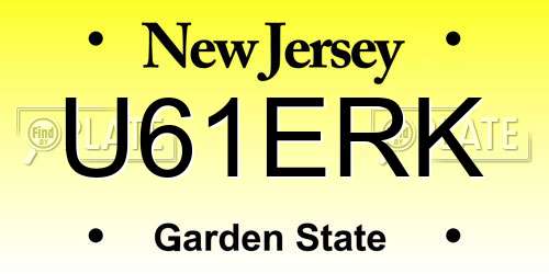 U61ERK New Jersey License Plate
