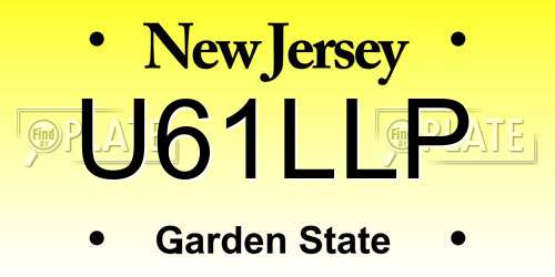 U61LLP New Jersey License Plate